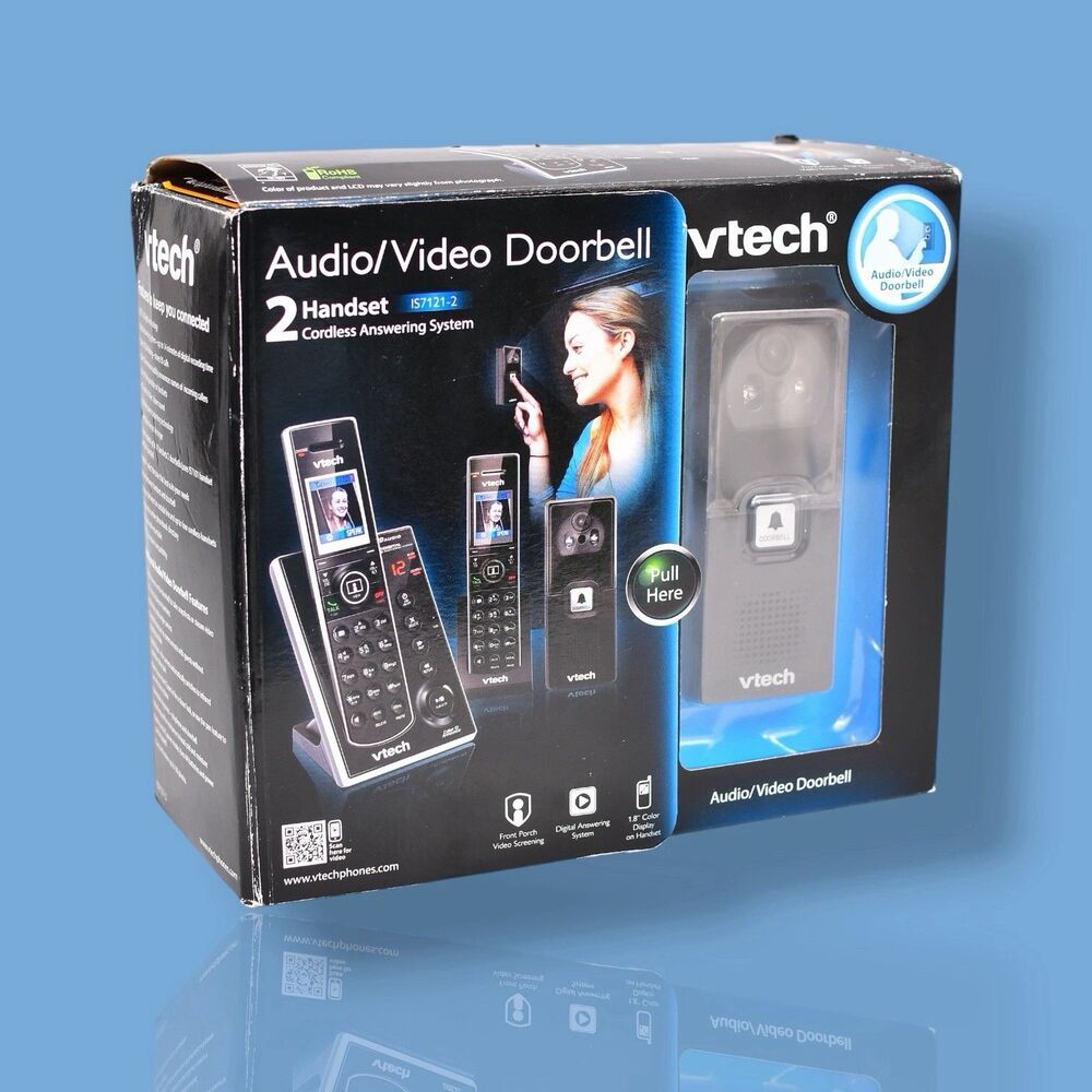 vtech is7121-2 dect 6.0 cordless phone system w audio/video doorbell 2 handsets